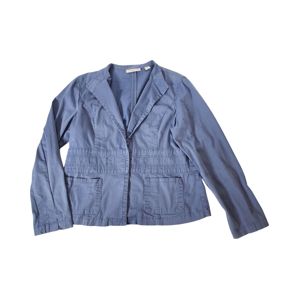 Coldwater‎ Creek Womens Blue Cotton Spandex Lightweight Blazer Jacket Size 12